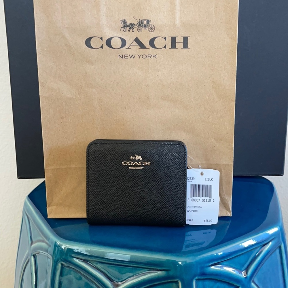 Coach Black Crossgrain Leather Small Wallet